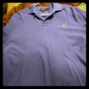 Blue polo with orange horse